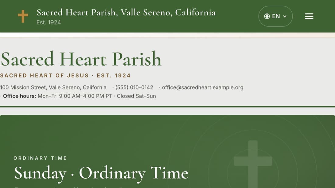 The weekly bulletin as parishioners read it online.